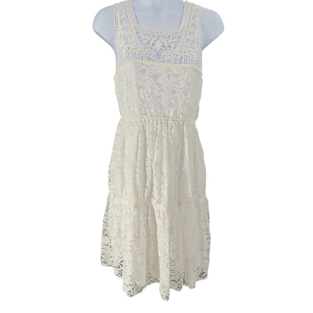 Its pink crochet lace summer women's white Sz Large Cottagecore Coastal cowgirl